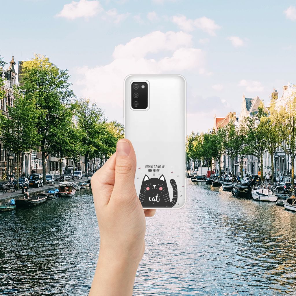 Samsung Galaxy A03S Telefoonhoesje met Naam Cat Good Day B2C Telecom