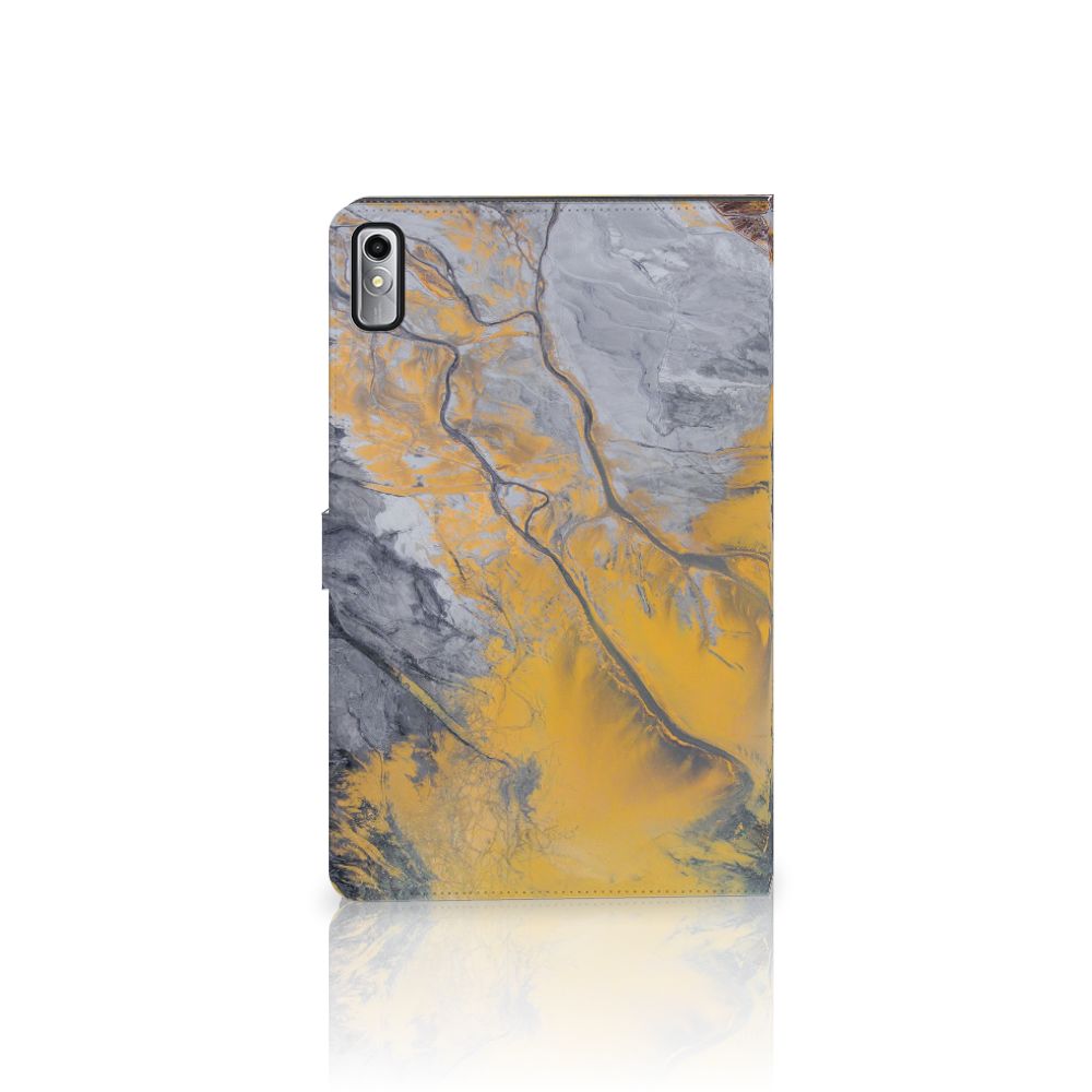 Lenovo Tab P11 Gen 2 Leuk Tablet hoesje  Marble Blue Gold