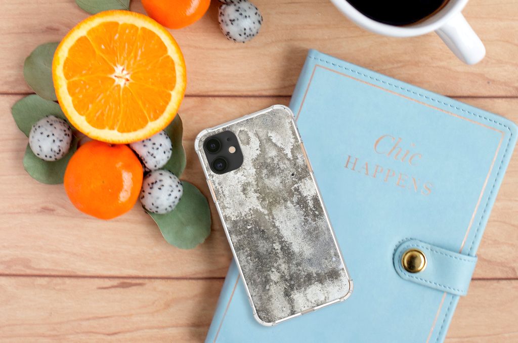 Apple iPhone 11 Anti-Shock Hoesje Beton Print