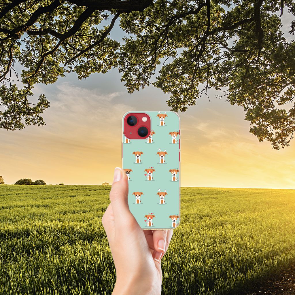 Apple iPhone 13 TPU Hoesje Pups met schattige hondjes in een groene omgeving 🌄