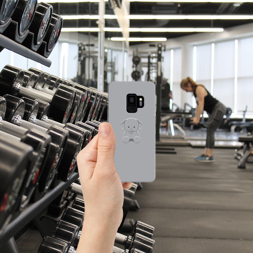 Samsung Galaxy S9 Telefoonhoesje met Naam Grijs Baby Olifant