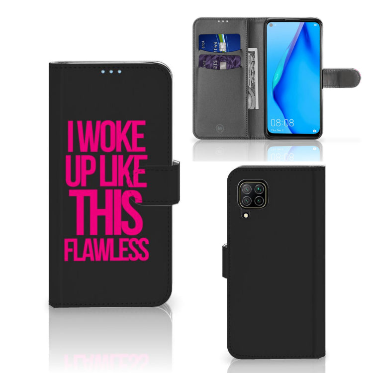 Huawei P40 Lite Hoesje met naam Woke Up - Origineel Cadeau Zelf Maken