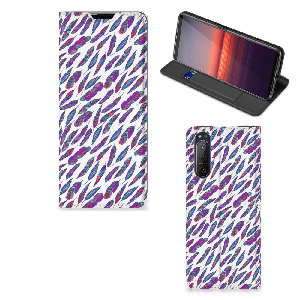 Sony Xperia 5 II Hoesje met Magneet Feathers Color