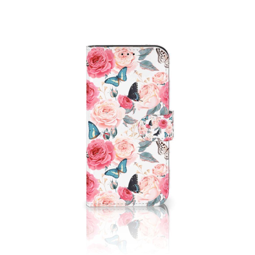 iPhone 13 Pro Hoesje Butterfly Roses met roze rozen en vlinders 🌹🦋 voor een romantische uitstraling.
