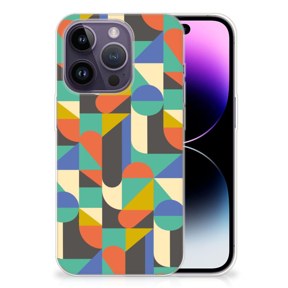 Apple iPhone 14 Pro TPU bumper Funky Retro met kleurrijk geometrisch ontwerp 🎨