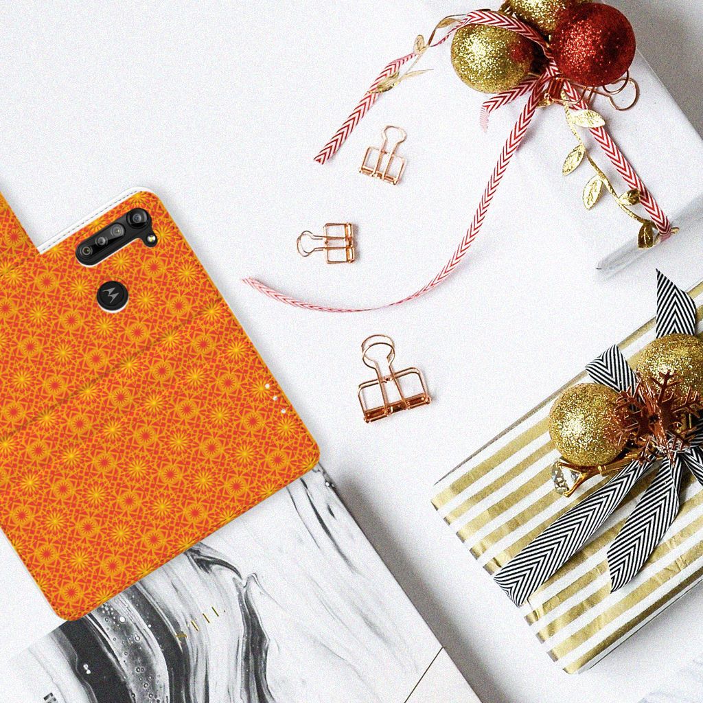 Motorola G8 Power Telefoon Hoesje Batik Oranje