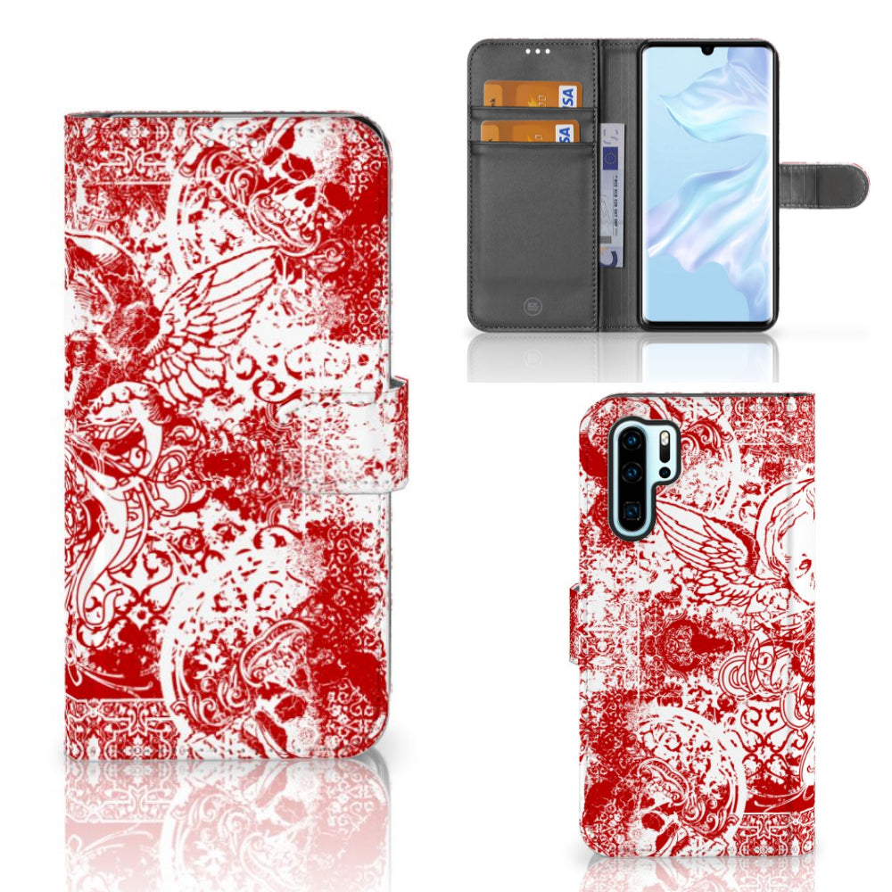 Telefoonhoesje met Naam Huawei P30 Pro Angel Skull Rood