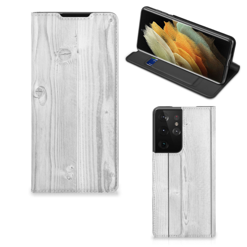 Samsung Galaxy S21 Ultra Book Wallet Case White Wood - B2C Telecom