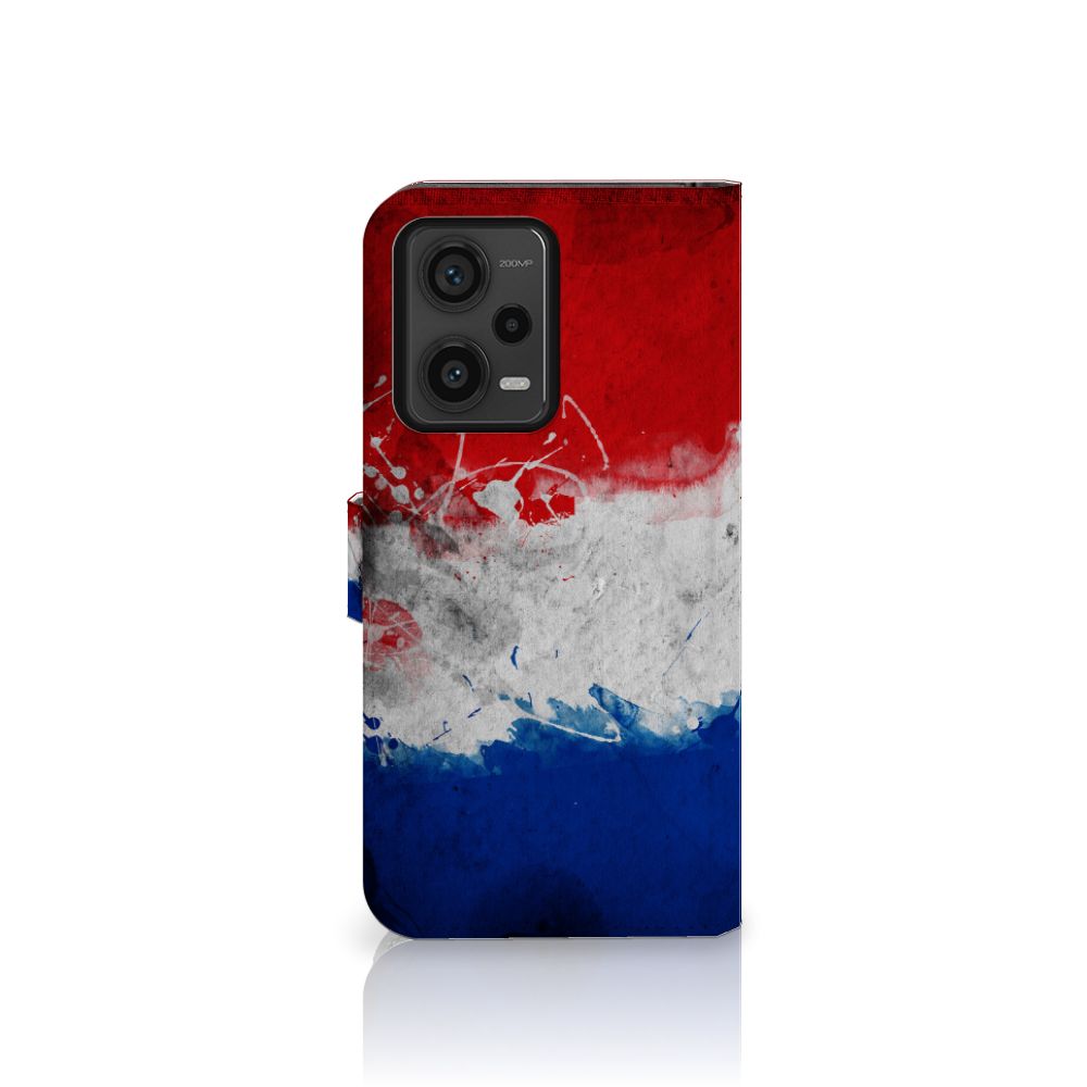 Xiaomi Redmi Note 12 Pro Plus Bookstyle Case Nederland met artistiek ontwerp van de Nederlandse vlag.