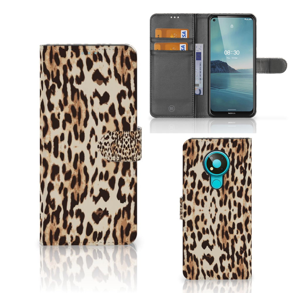 Nokia 3.4 Telefoonhoesje met Pasjes Leopard