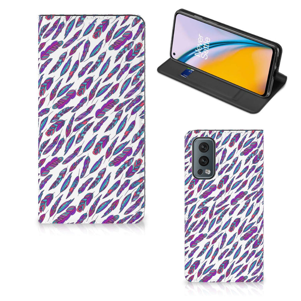 OnePlus Nord 2 5G Hoesje met Magneet Feathers Color
