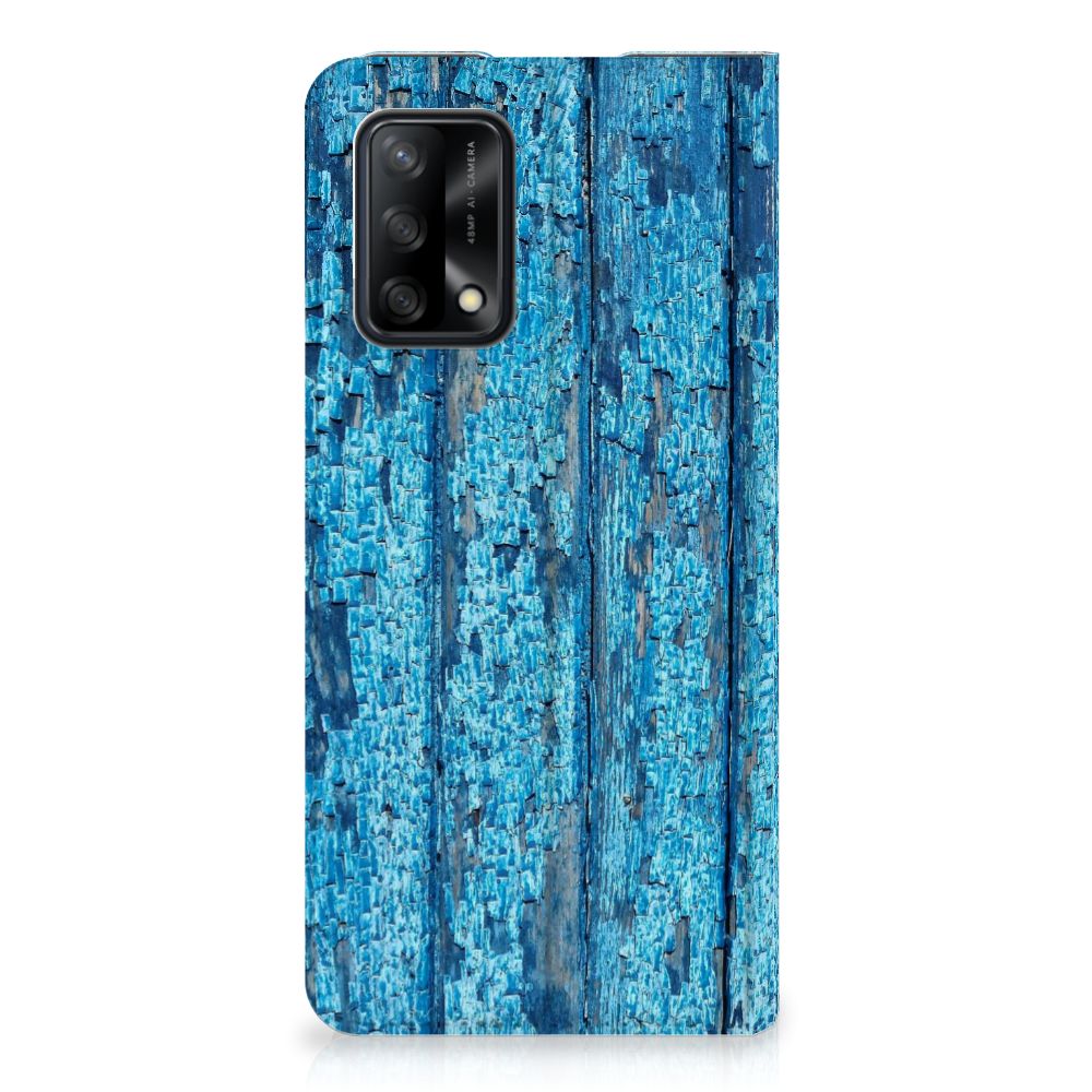 OPPO A74 4G Book Wallet Case Wood Blue - B2C Telecom