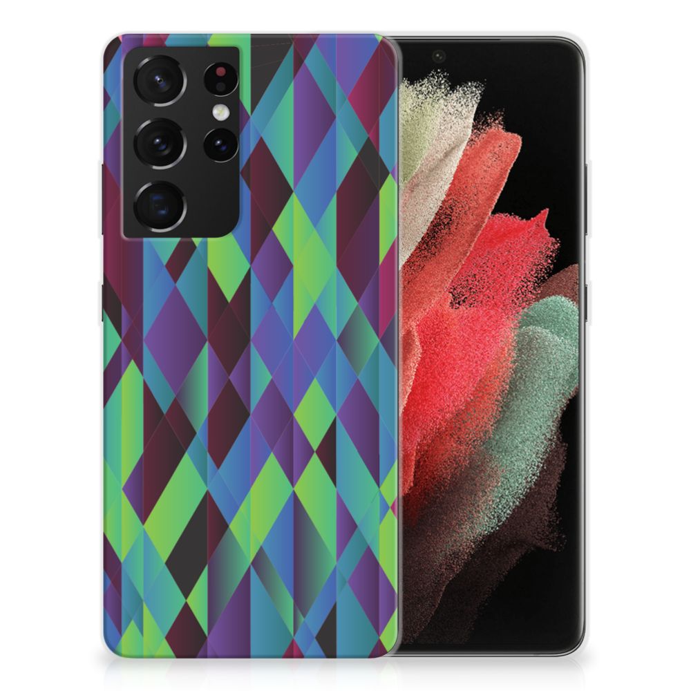 Samsung Galaxy S21 Ultra TPU Hoesje Abstract Green Blue B2C Telecom