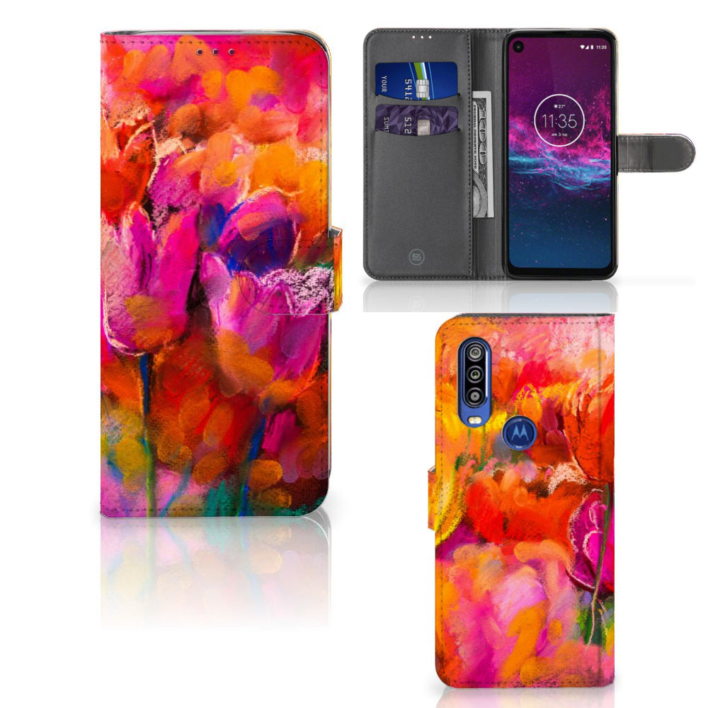 Hoesje Motorola One Action Tulips