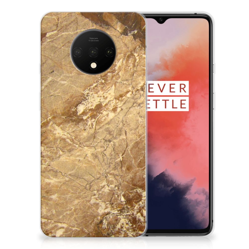 OnePlus 7T TPU Siliconen Hoesje Marmer Creme