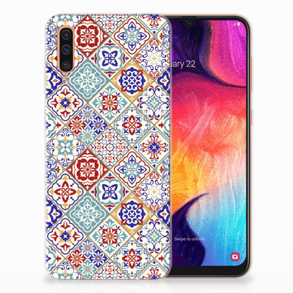 Samsung Galaxy A50 TPU Siliconen Hoesje Tiles Color