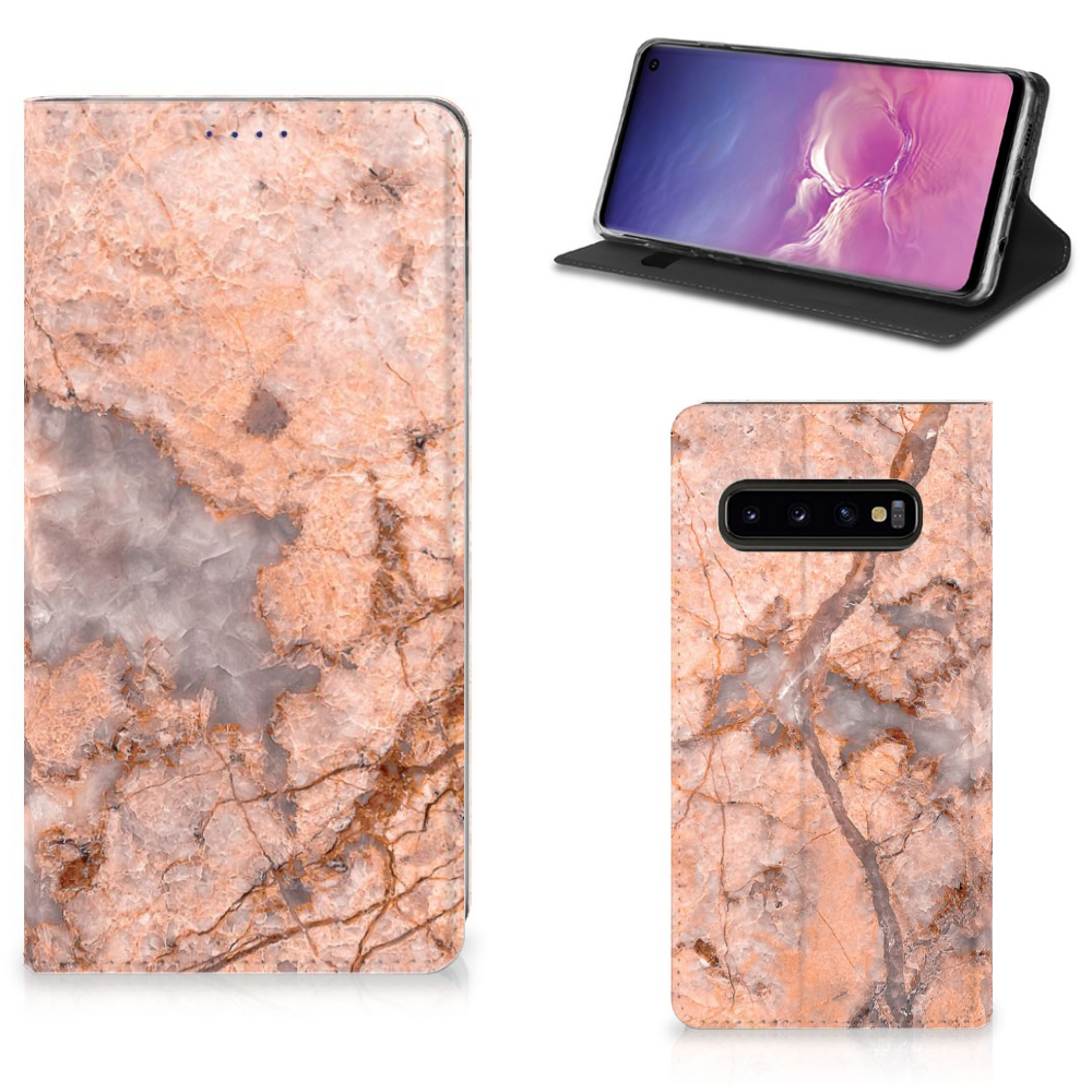 Samsung Galaxy S10 Standcase Marmer Oranje