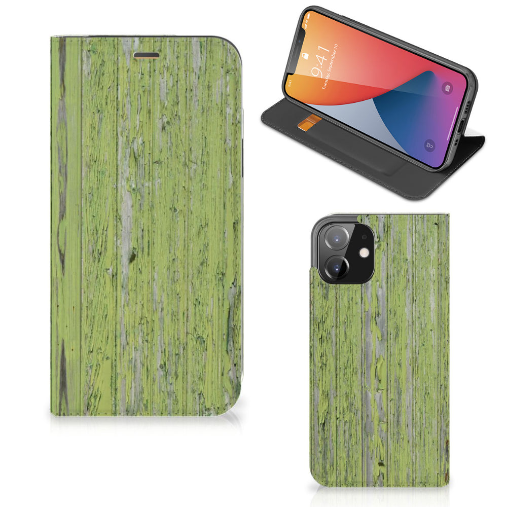 iPhone 12 | iPhone 12 Pro Book Wallet Case Green Wood