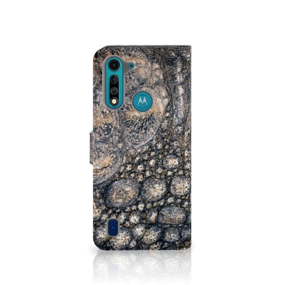 Motorola G8 Power Lite Telefoonhoesje met Pasjes Krokodillenprint