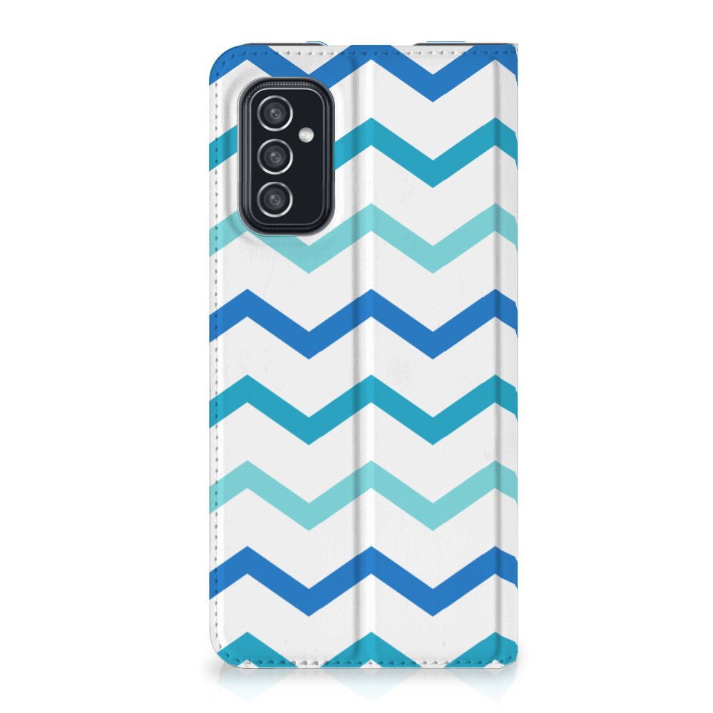 Samsung Galaxy M52 Hoesje met Magneet Zigzag Blauw - B2C Telecom