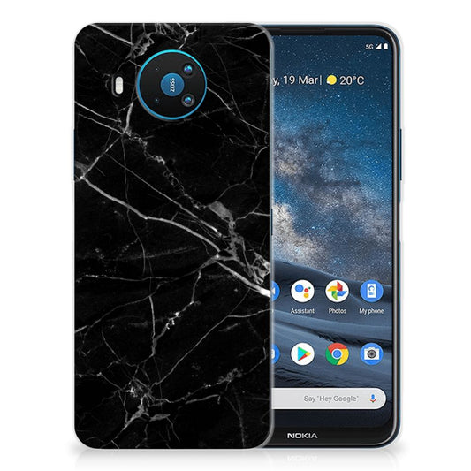 Nokia 8.3 TPU Siliconen Hoesje Marmer Zwart - Origineel Cadeau Vader