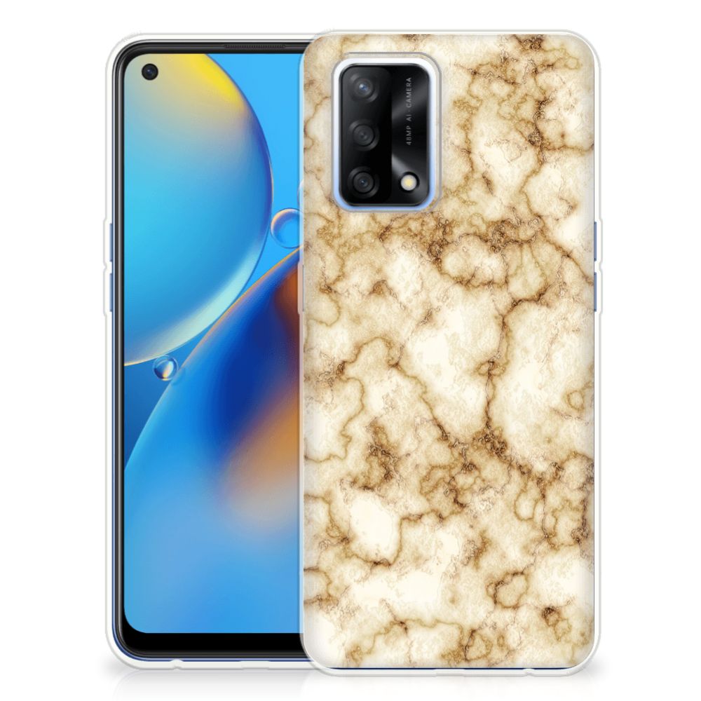 OPPO A74 4G TPU Siliconen Hoesje Marmer Goud