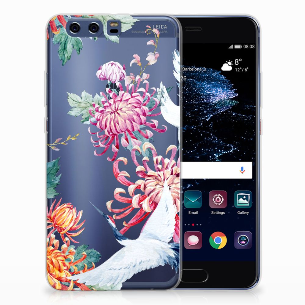 Huawei P10 Plus TPU Hoesje Bird Flowers