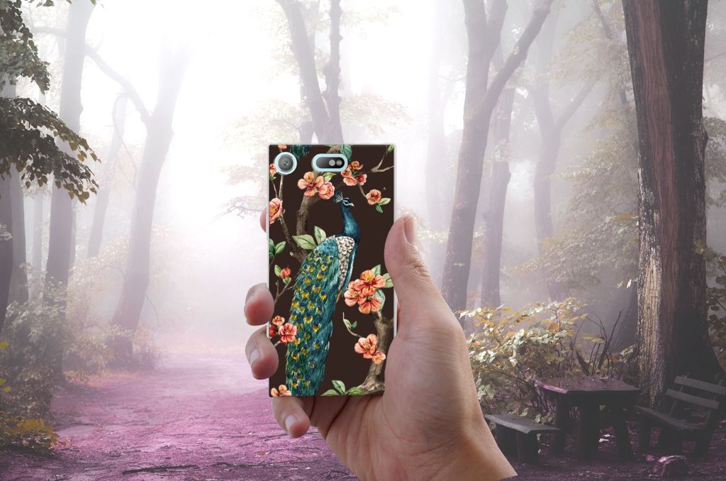 Sony Xperia XZ1 Compact TPU Hoesje Pauw met Bloemen