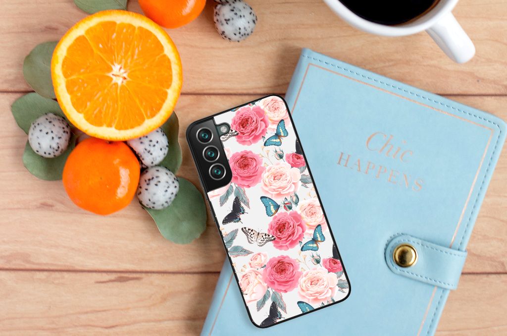 Samsung Galaxy S22 Plus Bloemen Hoesje Butterfly Roses B2C Telecom