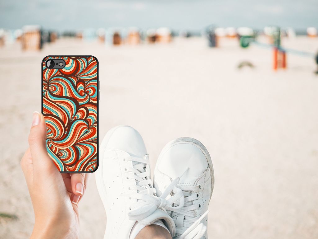 iPhone SE 2022 | SE 2020 | 7/8 Leuk Telefoonhoesje Retro met kleurrijk design op het strand