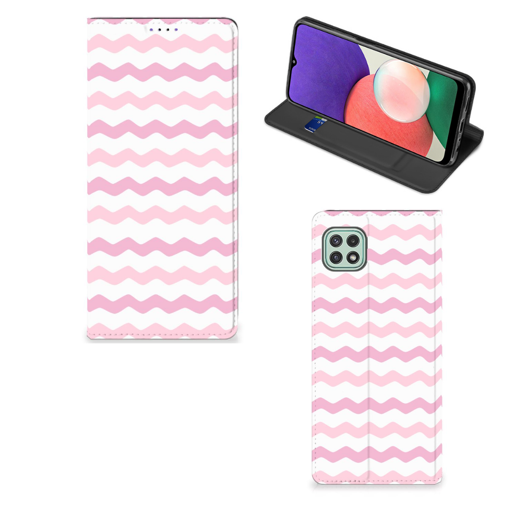 Samsung Galaxy A22 5G Hoesje met Magneet Waves Roze - B2C Telecom