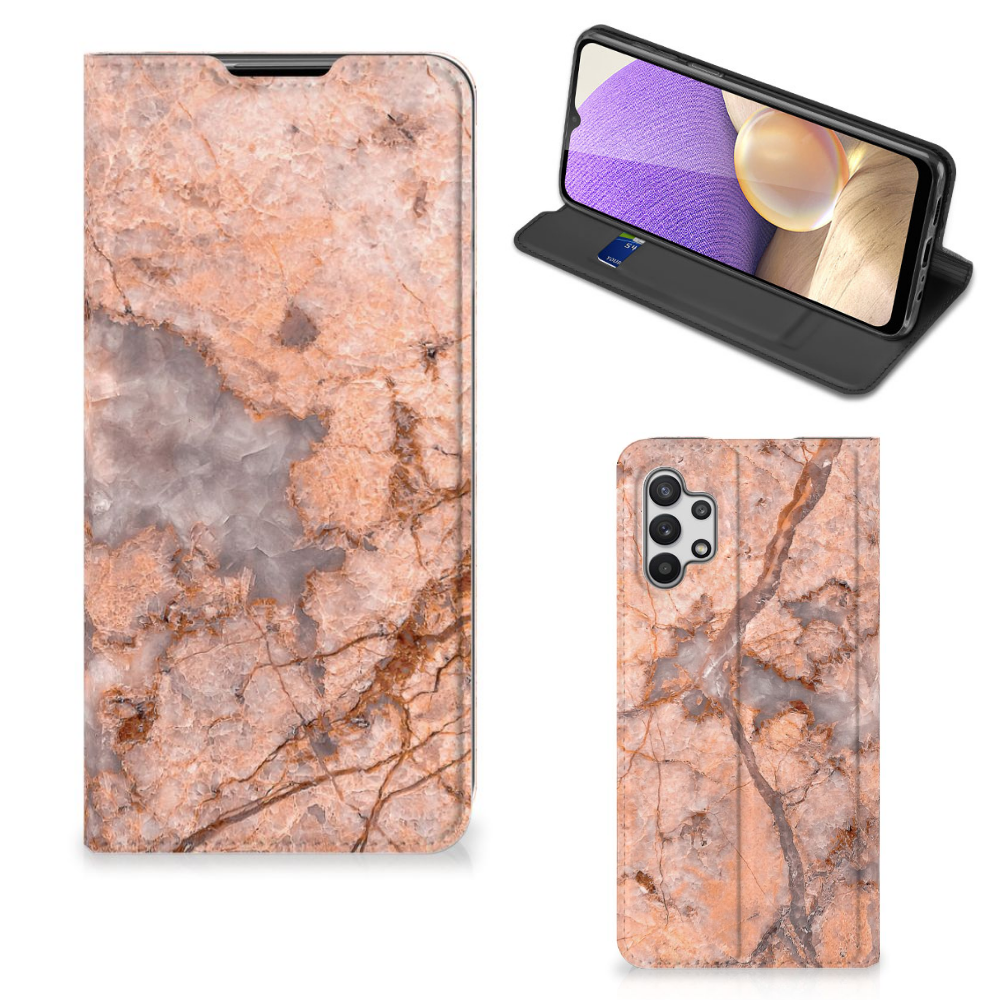 Samsung Galaxy A32 5G Standcase Marmer Oranje - B2C Telecom