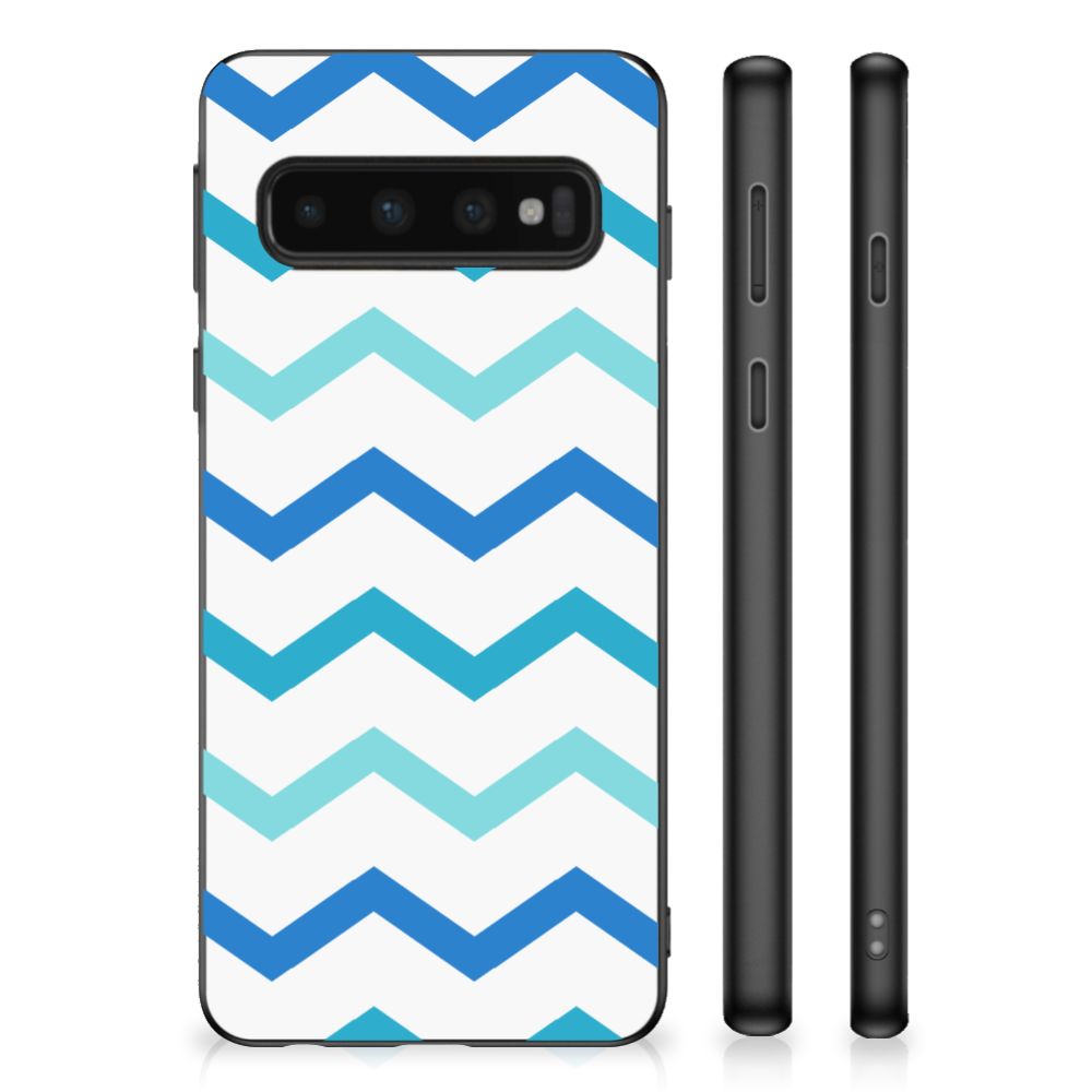 Samsung Galaxy S10 Bumper Case Zigzag Blauw