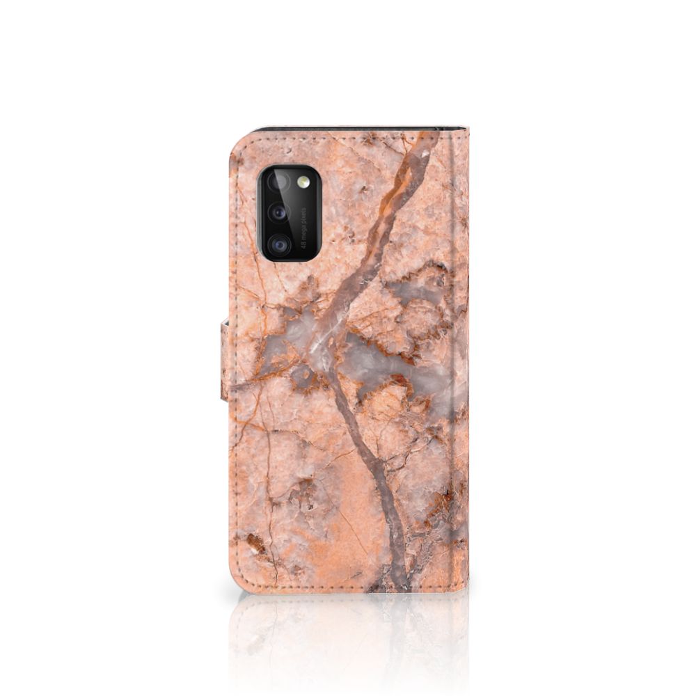 Samsung Galaxy A41 Bookcase Marmer Oranje