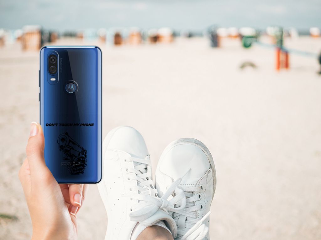 Motorola One Vision Silicone-hoesje Gun Don't Touch My Phone