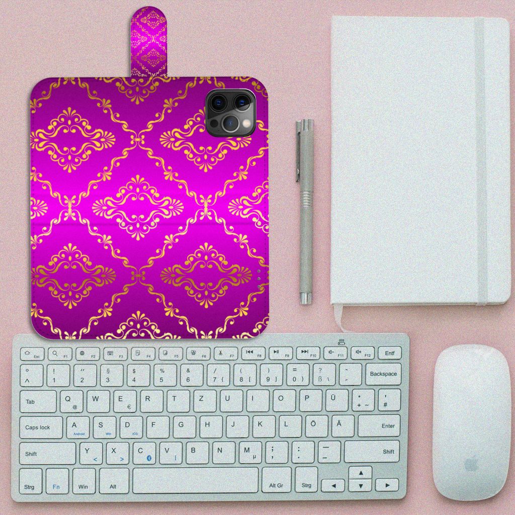 Wallet Case Apple iPhone 12 Pro Max Barok Roze