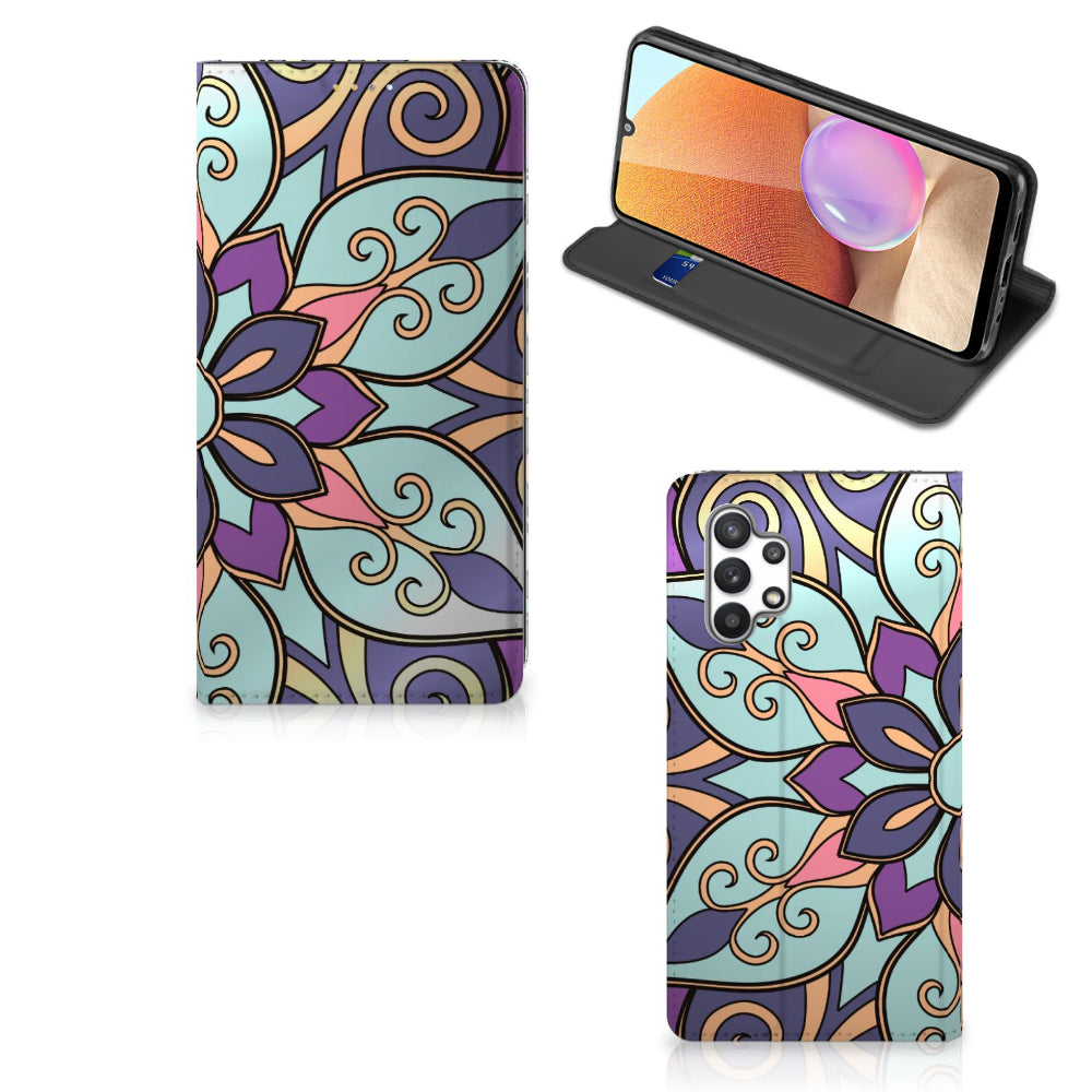 Samsung Galaxy A32 4G | A32 5G Enterprise Editie Smart Cover Purple Flower