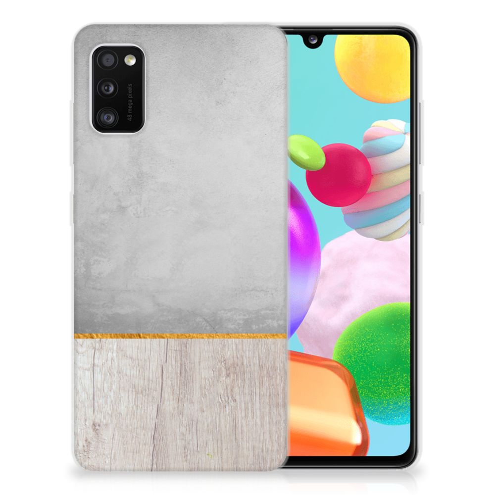 Samsung Galaxy A41 Bumper Hoesje Wood Concrete