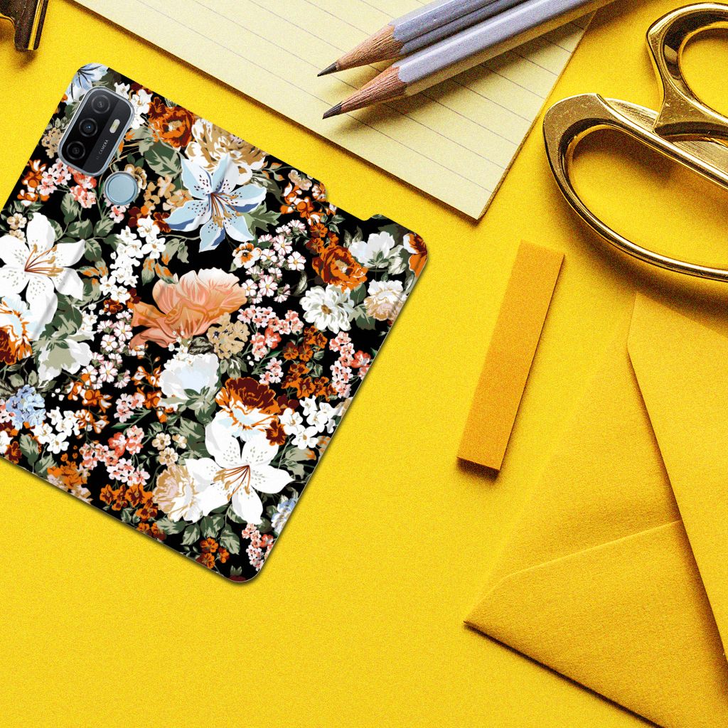 Smart Cover voor OPPO A53 | A53s Dark Flowers - B2C Telecom