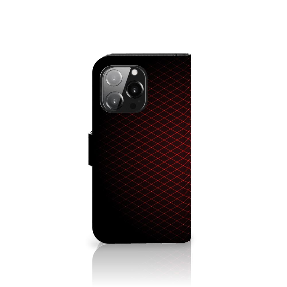iPhone 13 Pro Telefoon Hoesje Geruit Rood met minimalistisch design en ruimte voor 3 pasjes