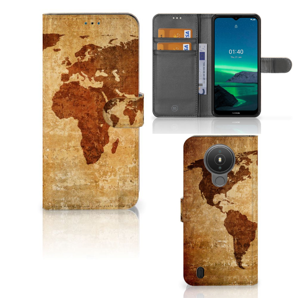 Nokia 1.4 Flip Cover Wereldkaart