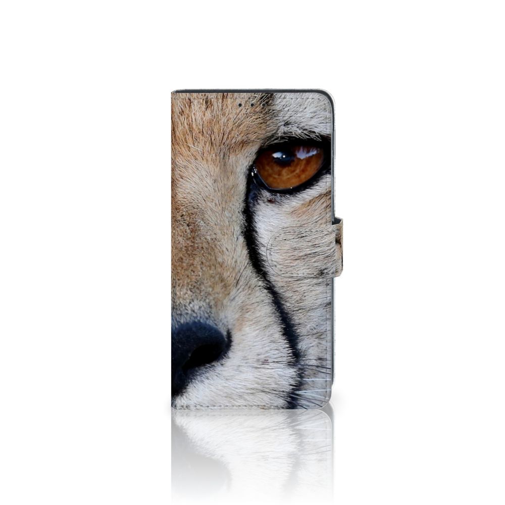 Xiaomi Mi Note 10 Lite Telefoonhoesje met Pasjes Cheetah met close-up afbeelding van cheeta oog