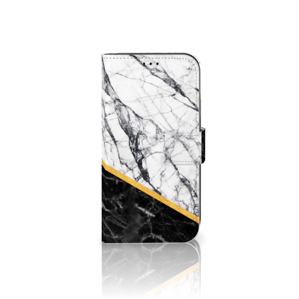 Apple iPhone 11 Bookcase Marmer Wit Zwart - Origineel Cadeau Man