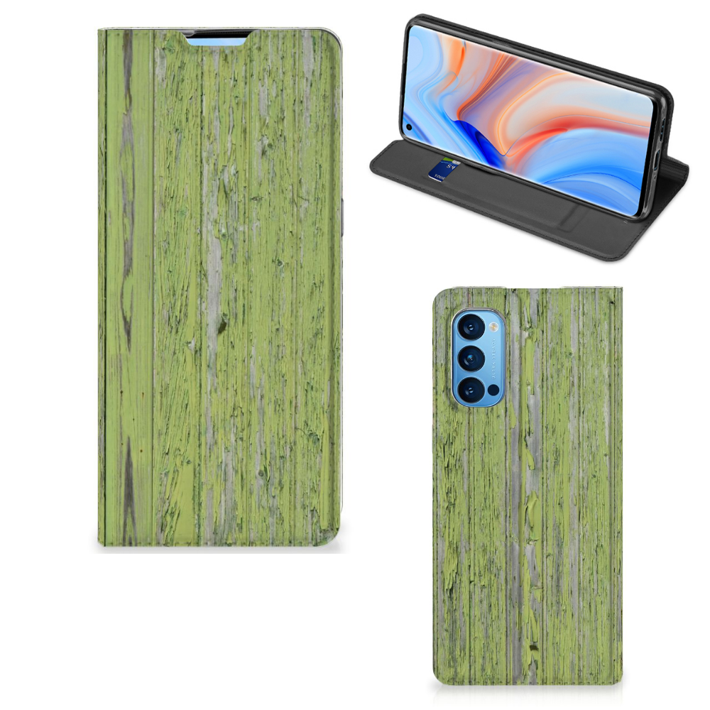 OPPO Reno4 Pro 5G Book Wallet Case Green Wood - B2C Telecom