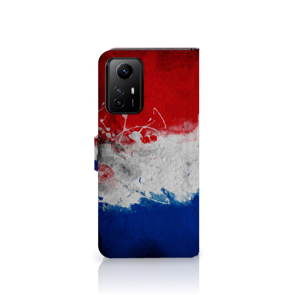Xiaomi Redmi Note 12S Bookstyle Case Nederland met artistiek ontwerp van de Nederlandse vlag.