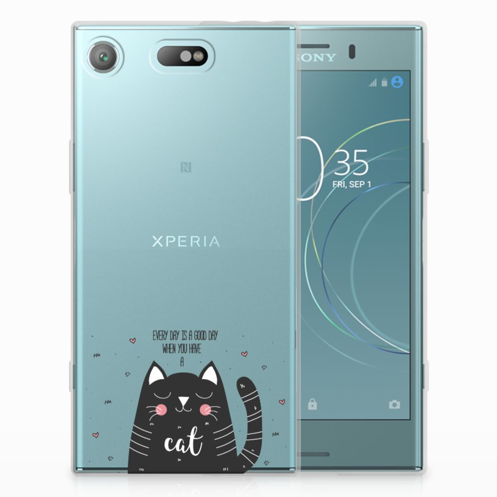 Sony Xperia XZ1 Compact Telefoonhoesje met Naam Cat Good Day