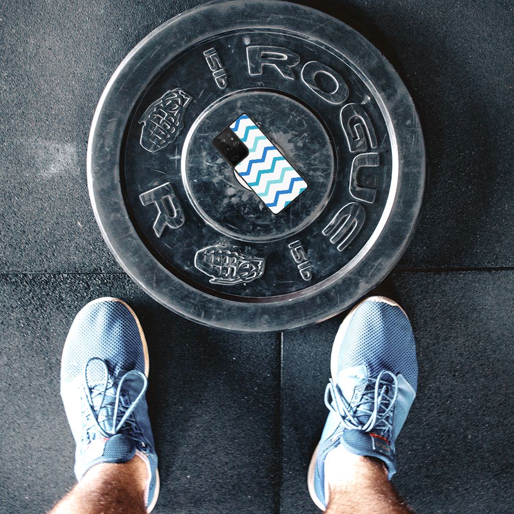 Samsung Galaxy S21 Ultra Back Case Zigzag Blauw B2C Telecom