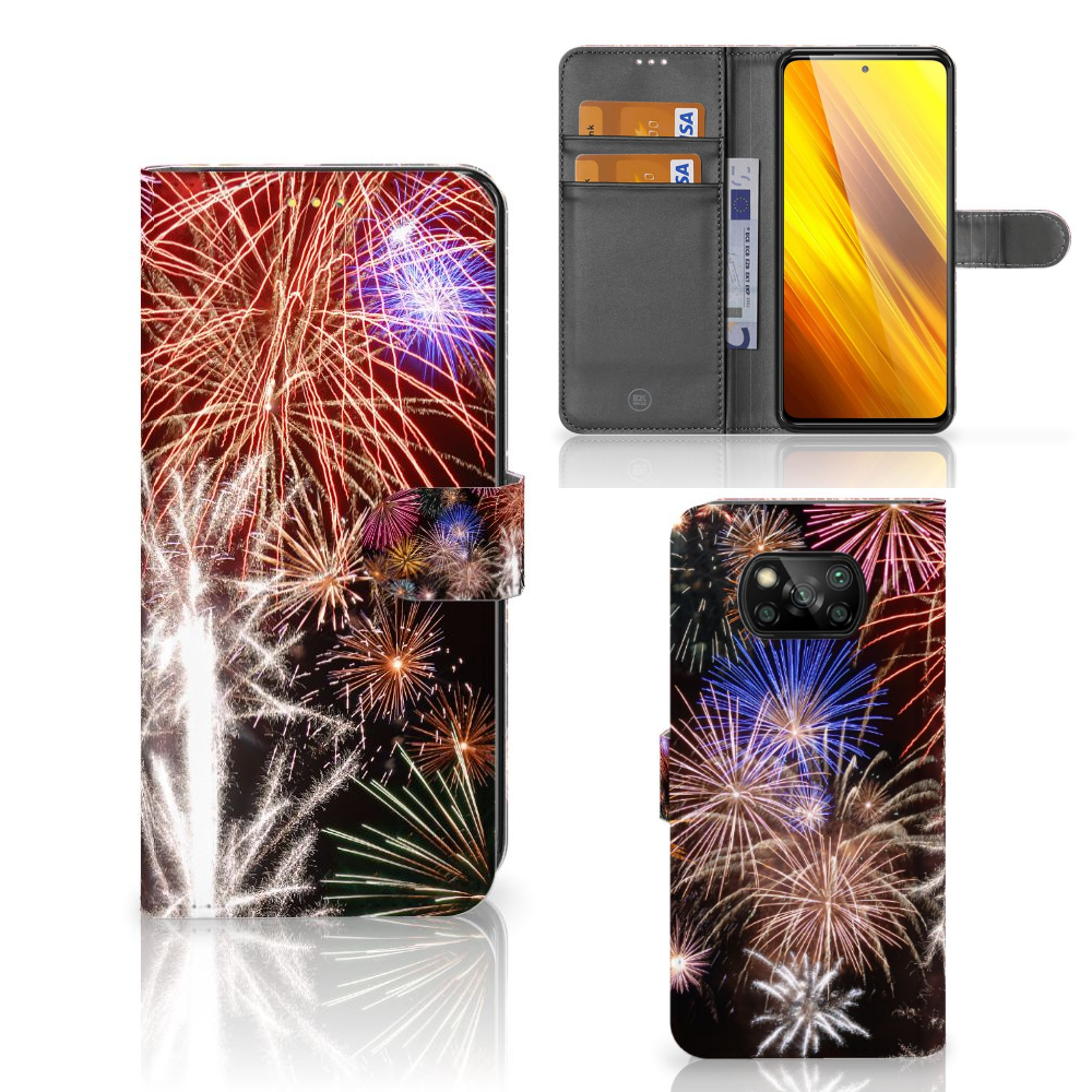 Xiaomi Poco X3 | Poco X3 Pro Wallet Case met Pasjes Vuurwerk