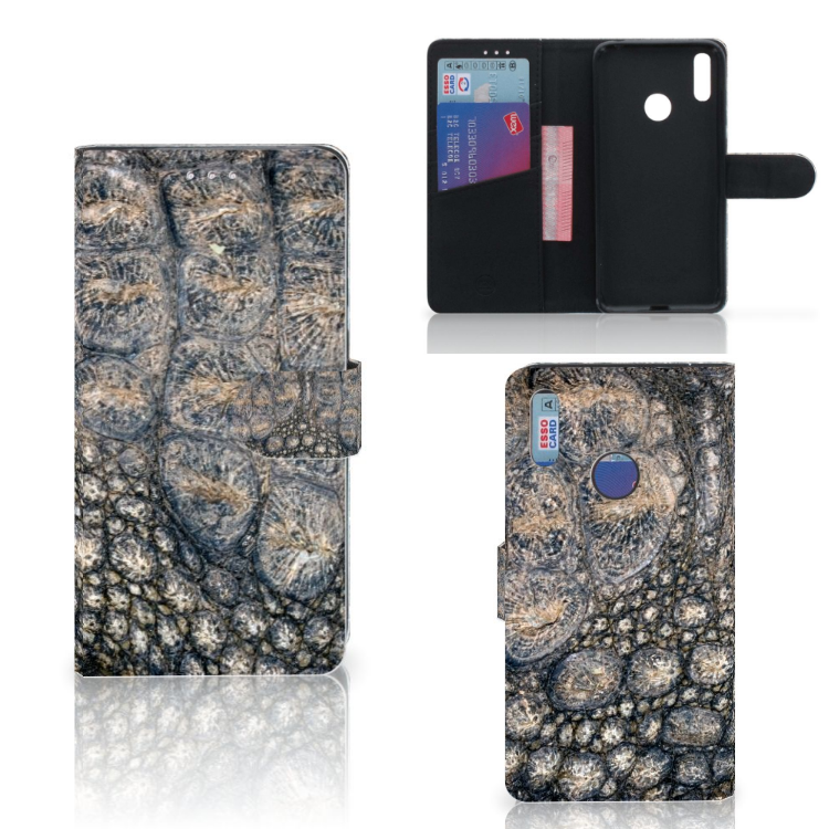 Huawei Y7 (2019) Telefoonhoesje met Pasjes Krokodillenprint