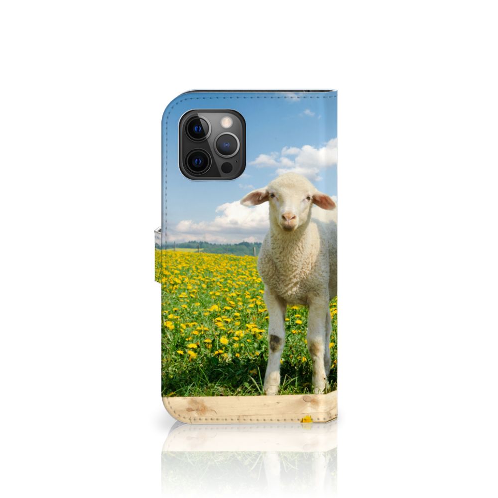 Apple iPhone 12 Pro Max Telefoonhoesje met Pasjes Schaap en Lammetje
